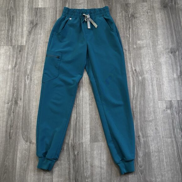 FIGS Technical Collection Scrubs Pants Women's Size XXS PO# 2134 Pacific Blue - Picture 2 of 10